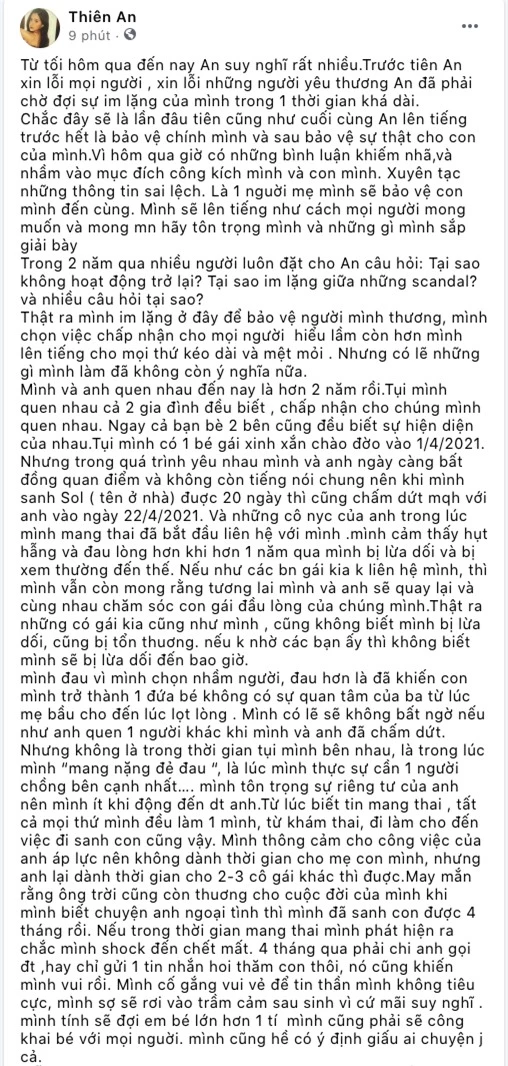 Chấn động: Thiên An thừa nhận có con với Jack, chia tay sau 1 tháng lâm bồn vì nam ca sĩ ngoại tình với 2-3 cô gái - Ảnh 2. Chấn động: Thiên An thừa nhận có con với Jack, chia tay sau 1 tháng lâm bồn vì nam ca sĩ ngoại tình với 2-3 cô gái - Ảnh 2.