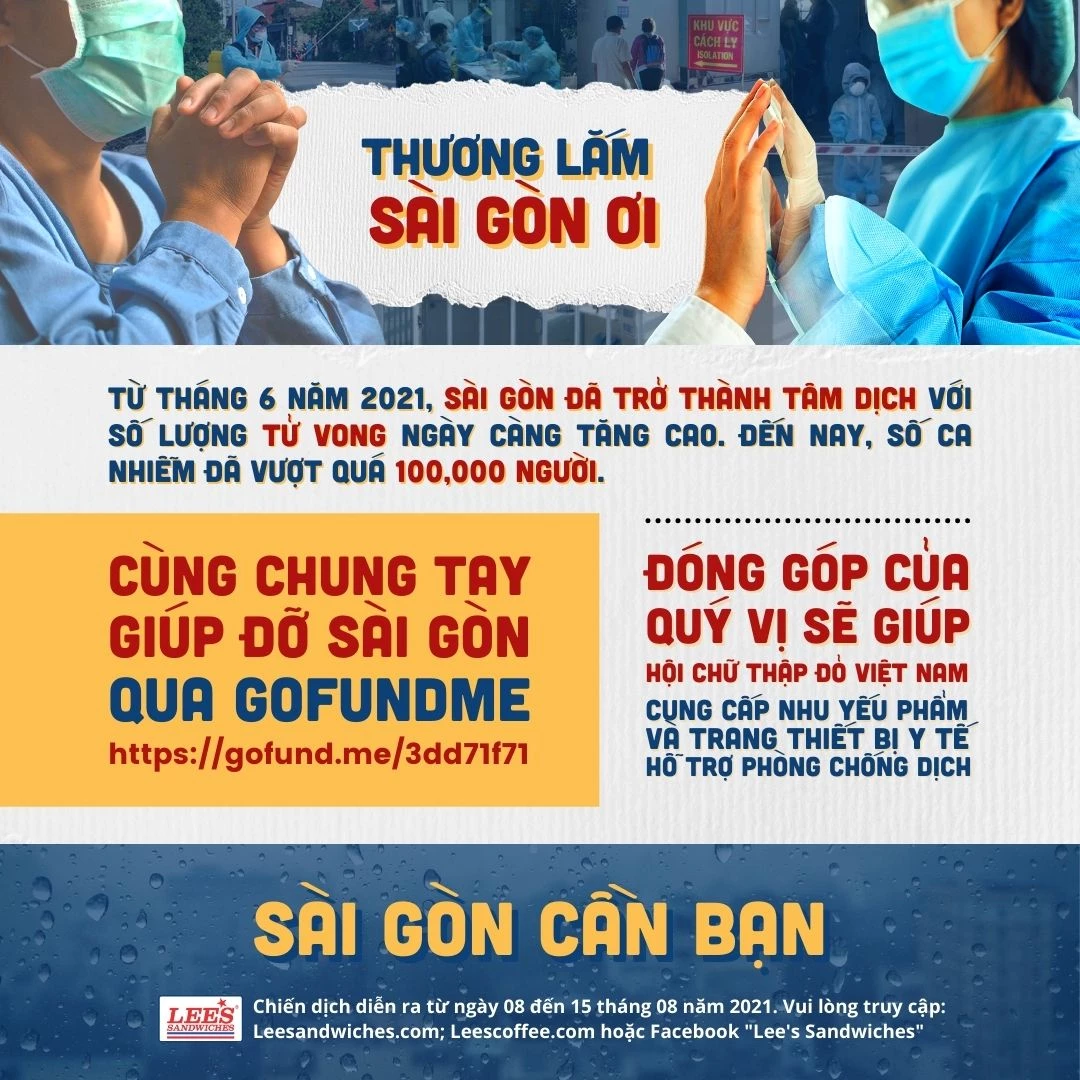 Poster chương trình thiện nguyện "Thương lắm Sài Gòn ơi" do Lee’s Sandwiches phát động. 