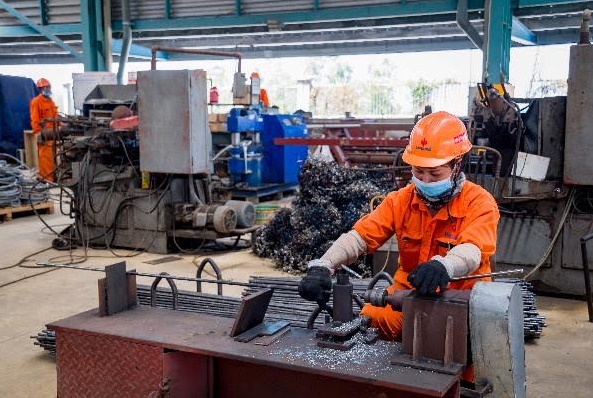 Công nhân công ty Đại Dũng làm việc tại nhà máy ở KCN An Hạ, huyện Bình Chánh. Ảnh: Văn Hùng.
