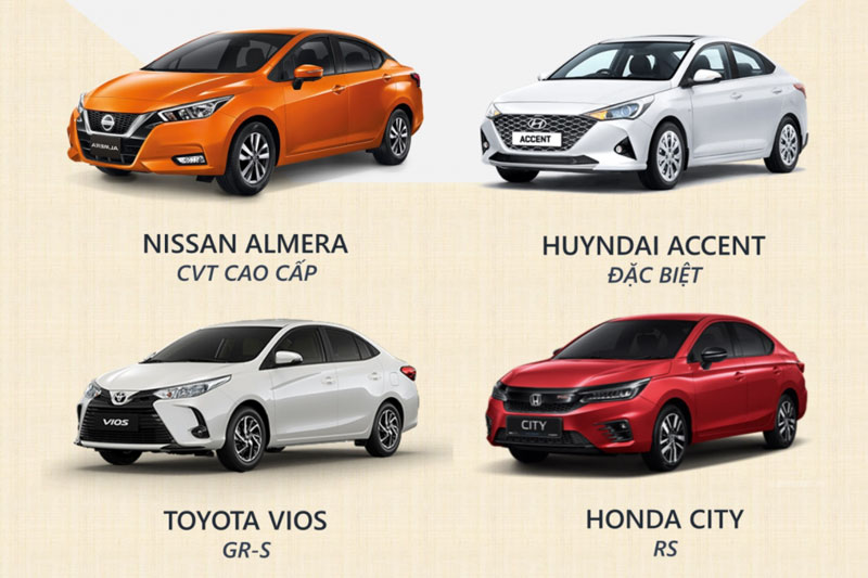 So sánh Nissan Almera với Hyundai Accent, Honda City và Toyota Vios