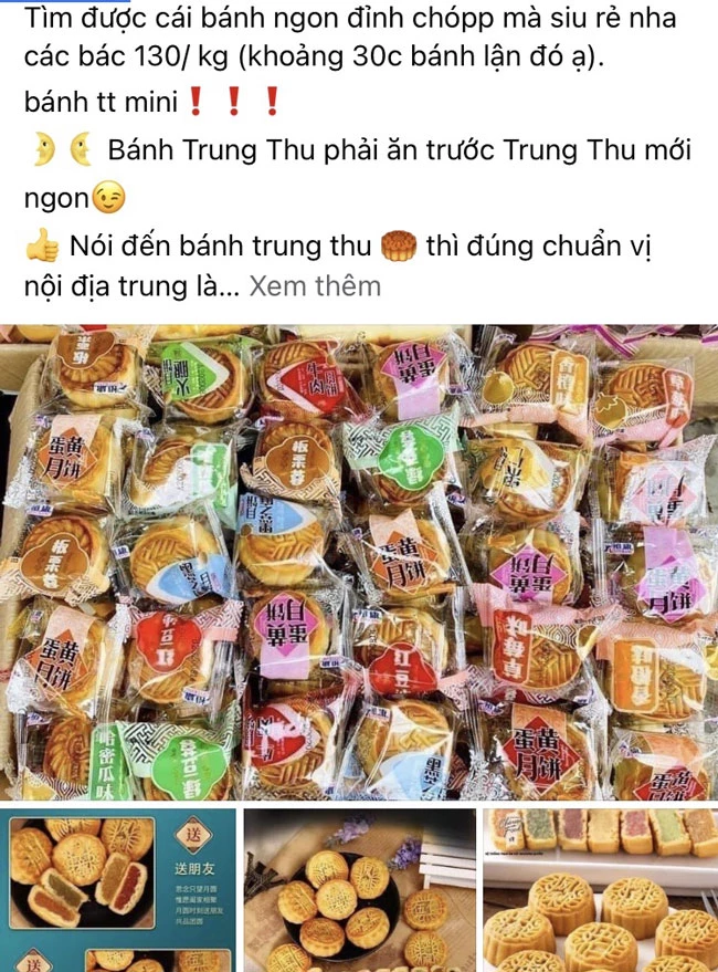 Bánh trung thu mini Trung Quốc được bán tràn lan trên mạng xã hội.