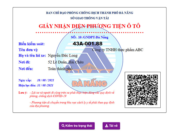 Đà Nẵng: Sớm triển khai Giấy đi đường mã QR code 