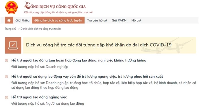 Người lao động có thể làm thủ tục nhận tiền hỗ trợ Covid-19 trên Cổng Dịch vụ công Quốc gia - Ảnh 1.