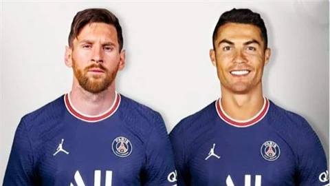 Juventus nổi giận vì bức ảnh Ronaldo chung màu áo PSG với… Messi!