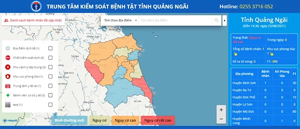 Hệ thống bản đồ thông tin COVID Map 4D do Tập đoàn VICOLAND đầu tư và Công ty IoTLink phát triển, được tài trợ 100% hạ tầng và chi phí cho tỉnh Quảng Ngãi để phục vụ công tác phòng, chống dịch