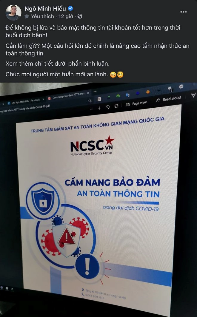 Trong bài đăng của mình, “siêu hacker” Hiếu PC (tên thật là Ngô Minh Hiếu) cũng chỉ rõ việc nhiều người đang quan tâm rất nhiều đến những thông tin liên quan đến COVID-19