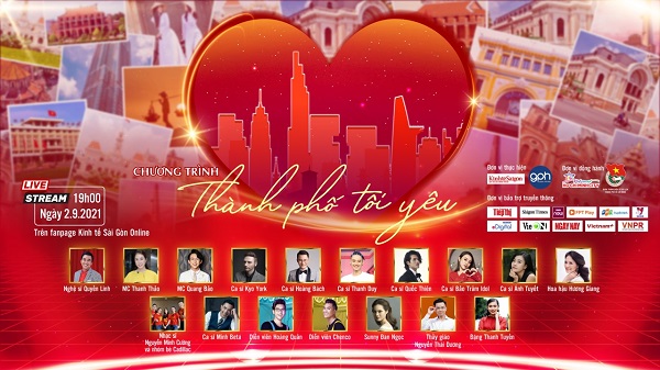 19h ngày 2/9/2021 phát sóng trực tuyến chương trình âm nhạc “Thành phố tôi yêu” 