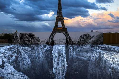 Choáng ngợp với “ảo ảnh vách đá” dưới chân tháp Eiffel