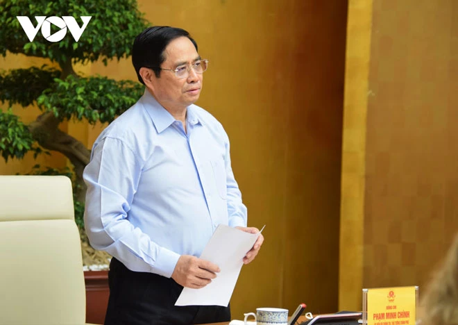 Thủ tướng Chính Phủ Phạm Minh Chính phát biểu tại buổi làm việc với doanh nghiệp Hoa Kỳ.
