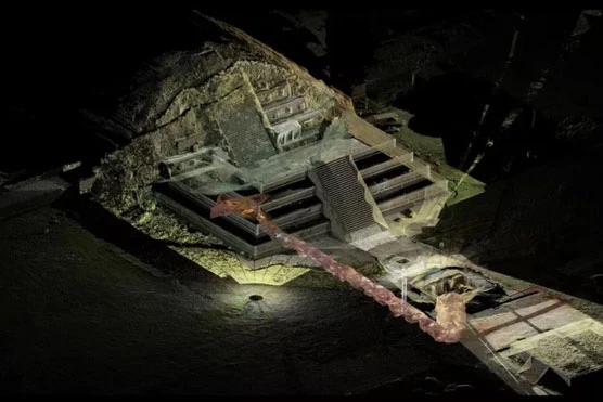 Ảnh tái tạo kỹ thuật số đường hầm dưới kim tự tháp Teotihuacan (Ảnh: Getty Images). Ảnh tái tạo kỹ thuật số đường hầm dưới kim tự tháp Teotihuacan (Ảnh: Getty Images).