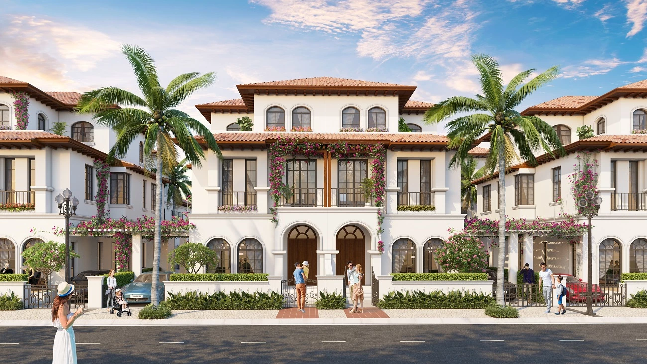 Phối cảnh minh họa biệt thự nghỉ dưỡng ven sông Đơ mang phong cách Miami.