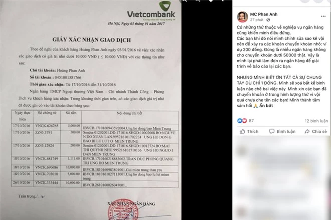 Giữa lùm xùm từ thiện, MC Phan Anh bỗng dưng tung 6,5kg sao kê 24 tỷ kêu gọi cứu trợ miền Trung năm 2016 - Ảnh 6. Giữa lùm xùm từ thiện, MC Phan Anh bỗng dưng tung 6,5kg sao kê 24 tỷ kêu gọi cứu trợ miền Trung năm 2016 - Ảnh 6.