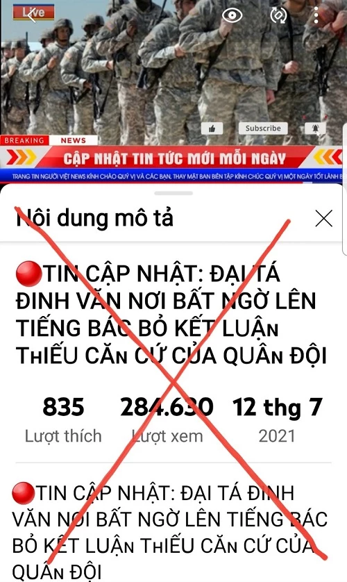 Hình ảnh xuyên tạc trên trang tin Người Việt  Live ( cắt từ Youtube)