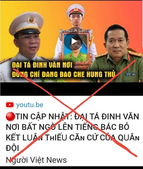 Kênh “Người Việt News” sử dụng hình ảnh trái phép và giả mạo lời phát biểu của Đại tá Đinh Văn Nơi, Giám đốc Công an An Giang (