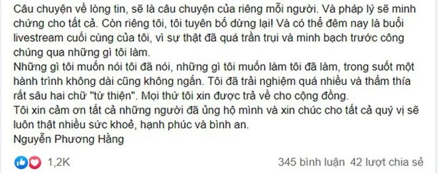 Xôn xao bức tâm thư của đại gia Phương Hằng: Tuyên bố dừng lại sau ồn ào từ thiện, thực hiện buổi livestream cuối và đưa ra một tiết lộ sốc - Ảnh 2.