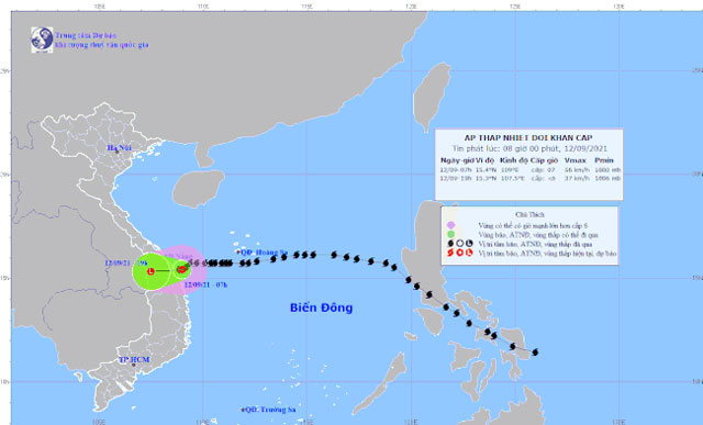 Áp thấp nhiệt đới suy yếu từ bão số 5 hầu như ít di chuyển