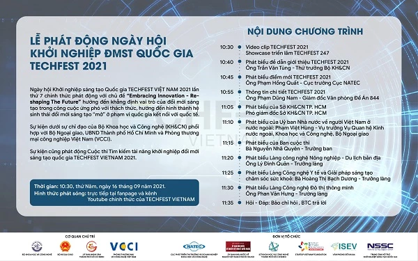 Nội dung ngày hội Khởi nghiệp sáng tạo Quốc gia TECHFEST VIET NAM 2021 “EMBRACING INNOVATION - RESHAPING THE FUTURE” lần thứ 7.