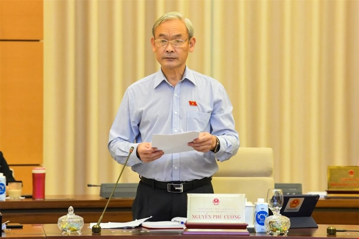 Chủ nhiệm Uỷ ban TC-NS Nguyễn Phú Cường trình bày báo cáo thẩm tra. Ảnh: Quốc hội