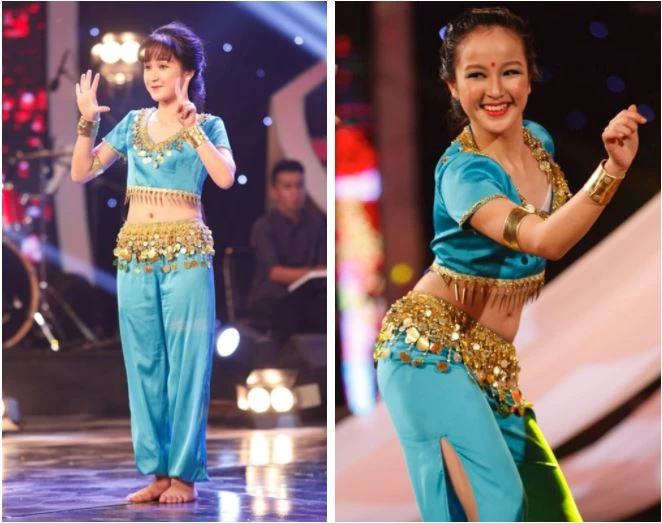 Thục Anh trên sân khấu Vietnam's Got Talent năm 13 tuổi với biệt danh "tiểu mỹ nhân"