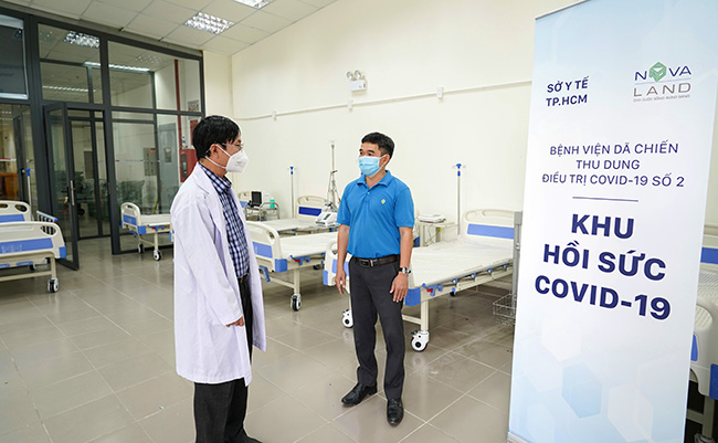 Tập đoàn Novaland thi công và bàn giao Khu hồi sức Covid-19 tại Bệnh viện dã chiến số 2 cho TP Hồ Chí Minh.