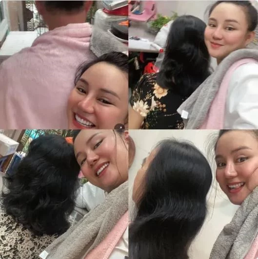 Vy Oanh khoe khoảnh khắc cắt tóc cho các thành viên trong gia đình