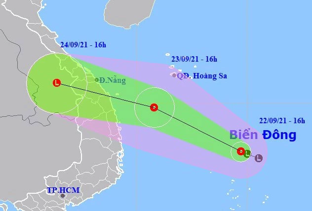 Dự báo vị trí và đường đi của Áp thấp nhiệt đới. Ảnh NCHMF