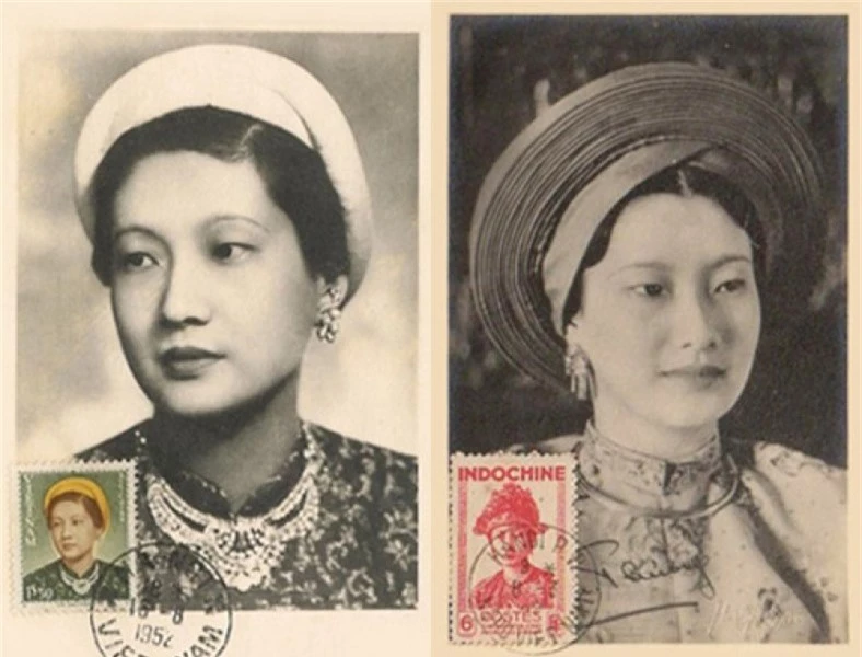 Hình ảnh của Nam Phương hoàng hậu xuất hiện trên 2 con tem.