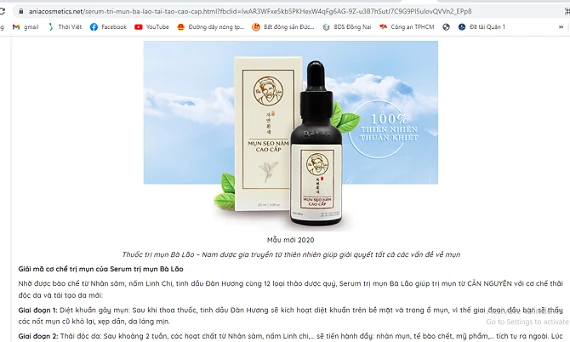 Các website có dấu hiệu quảng cáo sai sự thật, lừa dối người tiêu dùng khi giới thiệu mỹ phẩm Bà Lão là “thuốc trị mụn” khiến dư luận bất bình.