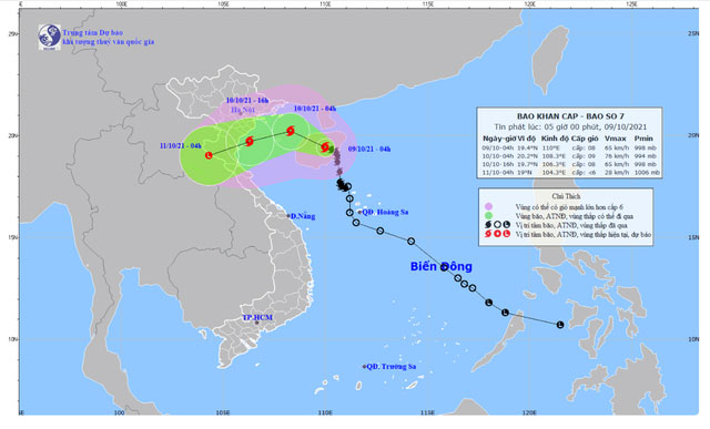 Bão số 7 gây gió giật cấp 11 khi vào vịnh Bắc Bộ, mưa lớn ở nhiều nơi