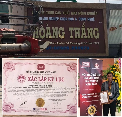 Doanh nghiệp KHCN Hoàng Thắng đã có nhiều sản phẩm phục vụ sản xuất nông nghiệp xác la75p kỷ lục quốc gia .