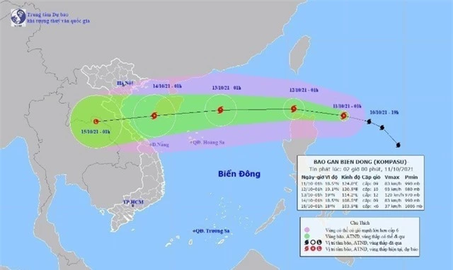 Bão Kompasu đã đi vào Biển Đông, trở thành cơn bão số 8, nhiều vùng biển nguy hiểm - Ảnh 1.