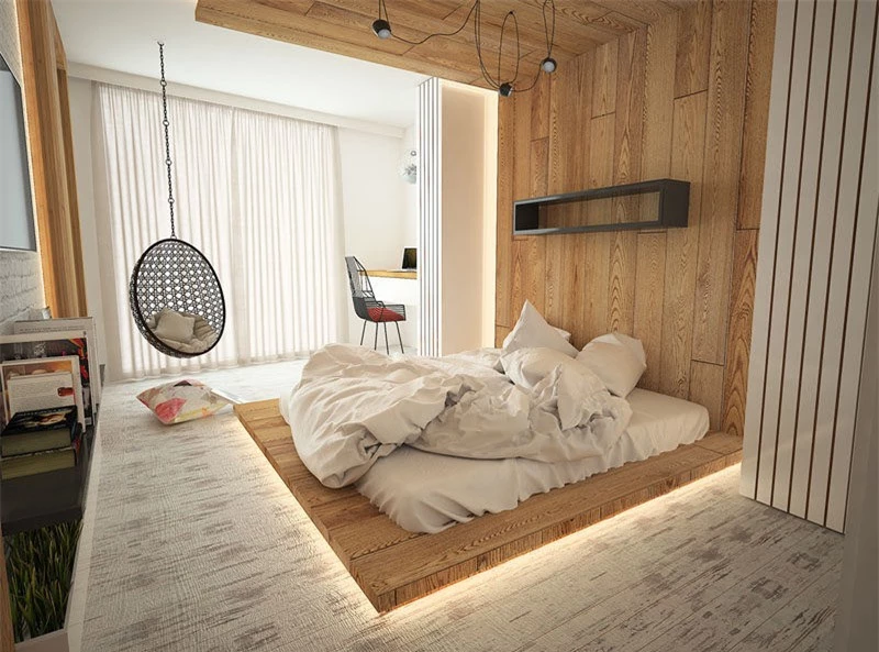 Với phòng không giường bạn sẽ không còn lo phải dọn dẹp gầm giường mỗi tuần nữa (ảnh : internet)