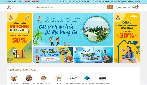 Giao diện Sàn thương mại điện tử du lịch dulichbariavungtau.com.