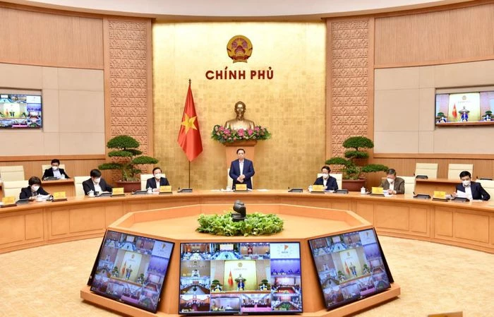 Thủ tướng Phạm Minh Chính chủ trì cuộc họp của Ban chỉ đạo Quốc gia về phòng, chống dịch Covid-19, sáng 20/11. Ảnh: VGP/Nhật Bắc.