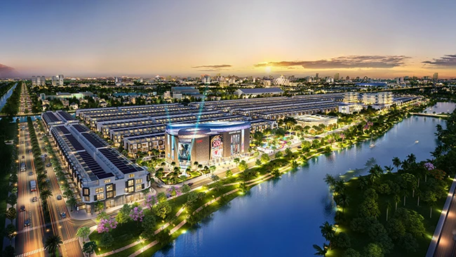 Phối cảnh dự án Dragon Pearl, khu đô thị thông minh đầu tiên ở Long An, giáp ranh TP Hồ Chí Minh.