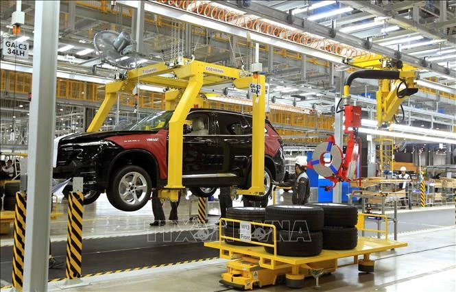 Nhà máy sản xuất ô tô VinFast tại Khu công nghiệp Đình Vũ, huyện Cát Hải, Hải Phòng có quy mô và hiện đại hàng đầu thế giới được xây dựng đáp ứng xu thế công nghệ 4.0. Ảnh minh họa: TTXVN