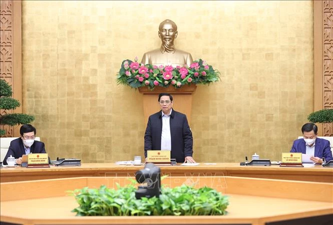 Thủ tướng Phạm Minh Chính chủ trì Phiên họp Chính phủ thường kỳ tháng 11 năm 2021. Ảnh: Dương Giang/TTXVN