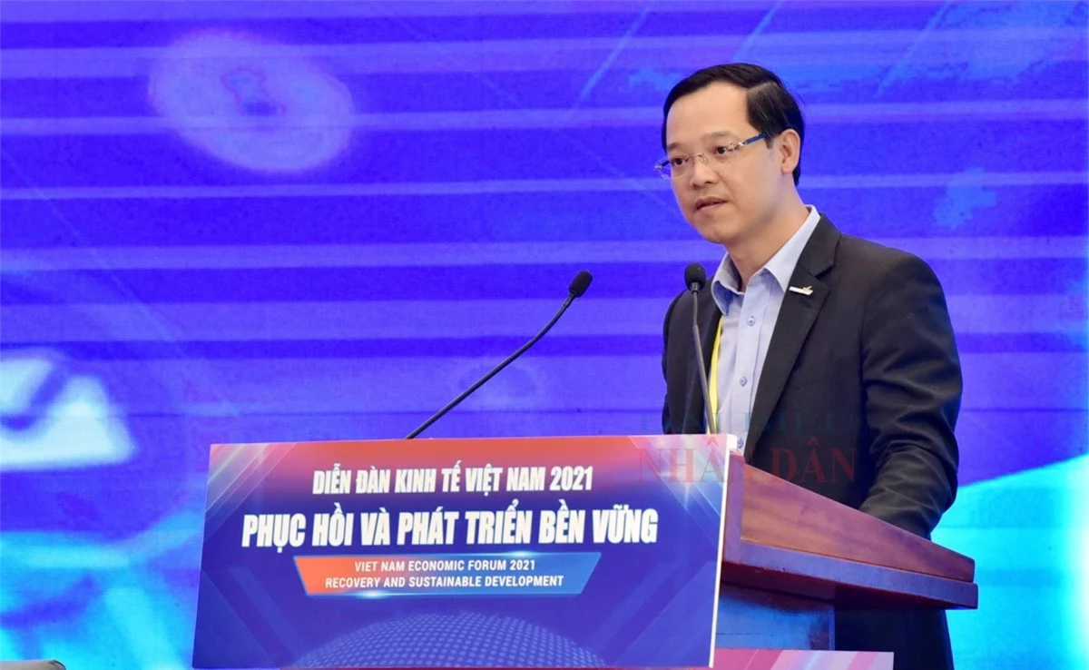Ông Trương Anh Dũng phát biểu tại Diễn đàn Kinh tế Việt Nam 2021. Ảnh: Đại biểu Nhân dân