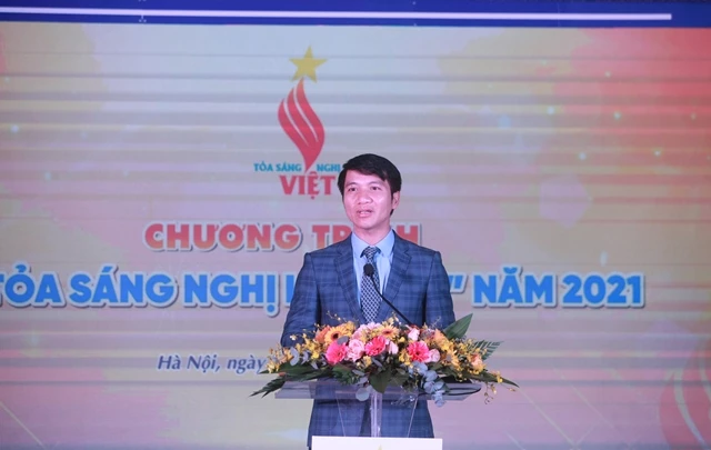 Anh Nguyễn Ngọc Lương, Bí thư Trung ương Đoàn, Chủ tịch Trung ương Hội LHTN Việt Nam phát biểu tại chương trình.