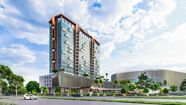 Khách sạn Novotel tiêu chuẩn 4 sao thuộc cụm tổ hợp Trung tâm phức hợp giải trí đa năng trong nhà Aqua Arena & Hotel tại Aqua City.