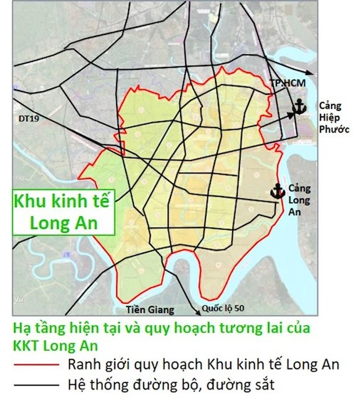 Sơ đồ Khu Kinh tế Long An 32.000 ha tại Cần Giuộc và Cần Đước