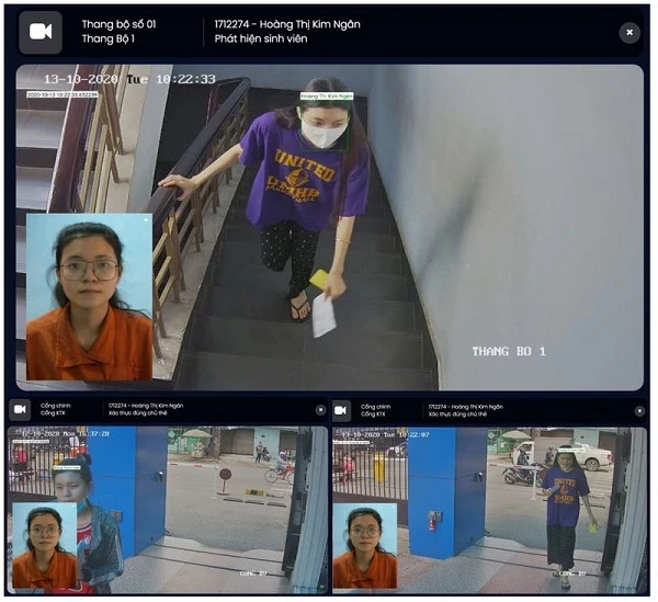 Hệ thống giám sát nhận diện khuôn mặt được triển khai thực tế tại KTX Đại học Bách Khoa TP Hồ Chí Minh.