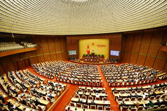 Toàn cảnh một phiên họp của Quốc hội tại hội trường Diên Hồng