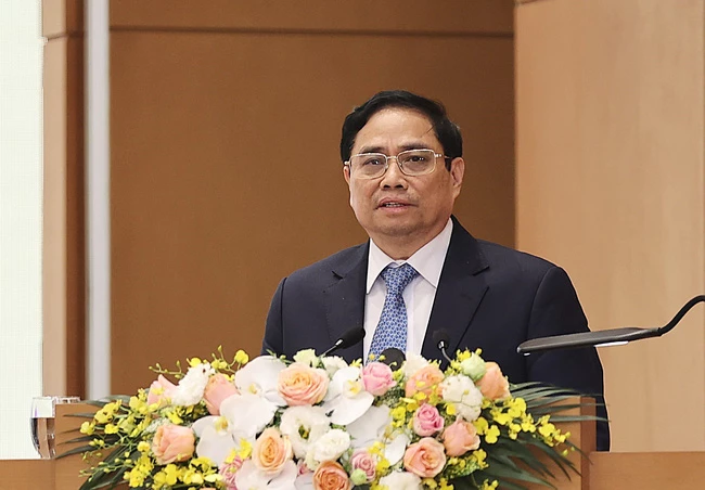 Thủ tướng Phạm Minh Chính phát biểu khai mạc hội nghị. Ảnh: Dương Giang-TTXVN