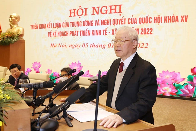Tổng Bí thư Nguyễn Phú Trọng phát biểu chỉ đạo hội nghị (Ảnh: TTXVN)