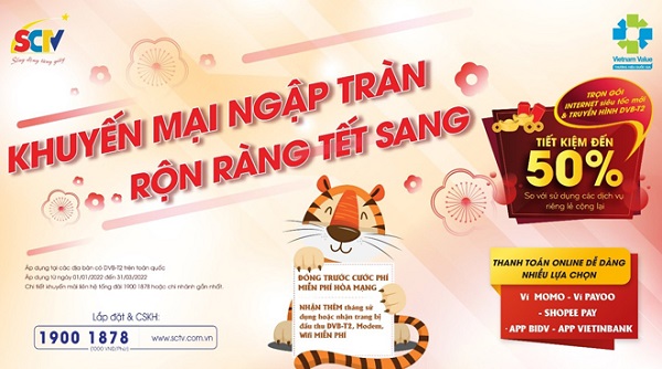 Ưu đãi dịp Tết, SCTV tặng thêm thời gian sử dụng cho khách hàng