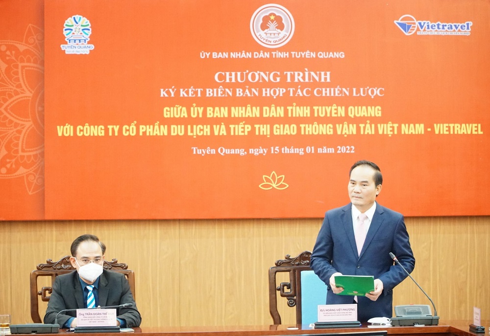 Ông Hoàng Việt Phương - Phó Chủ tịch UBND tỉnh Tuyên Quang phát biểu tại sự kiện.