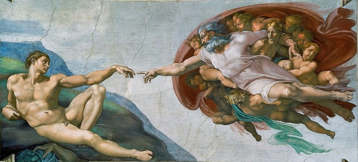 Sáng tạo của Adam – Michelangelo. Tác phẩm nằm trên trần của Nhà thờ Sistine ở thành phố Vatican, Rome. Sáng tạo của Adam được Michelangelo vẽ từ năm 1508 đến năm 1512 và là 1 trong 9 cảnh trong sách Genesis được vẽ trên trung tâm của trần nhà của nhà nguyện.