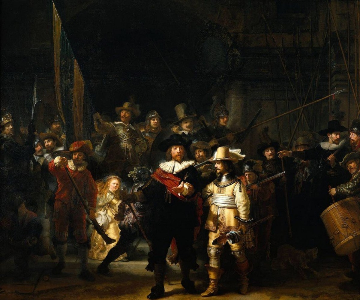 Tuần tra đêm – Rembrandt van Rijn. Hoàn thành vào năm 1642, tác phẩm nghệ thuật nổi tiếng này được trưng bày tại Rijksmuseum ở Amsterdam. Bức tranh mô tả đội bảo vệ thành phố đang làm nhiệm vụ, đi đầu là Đại úy Frans Banning Cocq, trung uý và những thành viên khác có vũ trang trong đội bảo vệ.