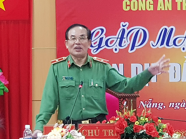 Thiếu tướng Vũ Xuân Viên, Giám đốc Công an TP Đà Nẵng phát biểu tại buổi gặp mặt đại diện một số cơ quan báo chí chiều 27/1/2022